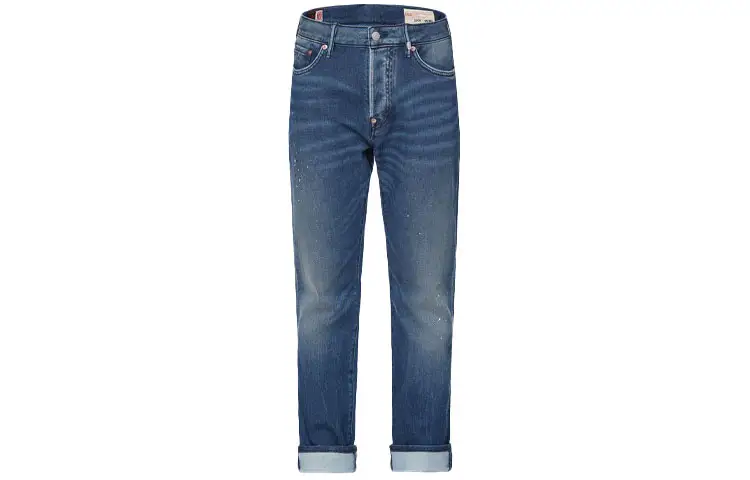 EVISU Straight Fit Pants Stretch Moderate Jeans Men's Denim Blue