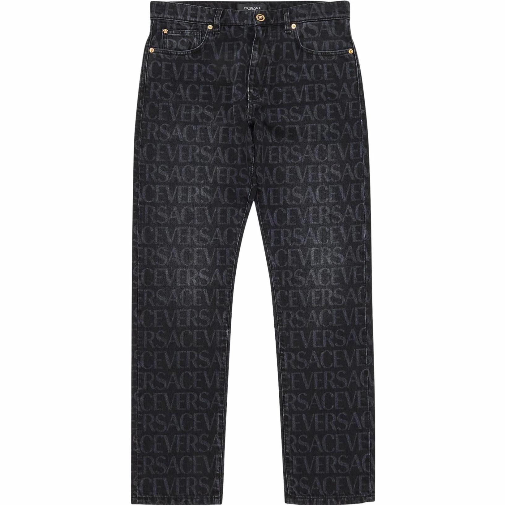 Мужские джинсы Versace Logo (черные)