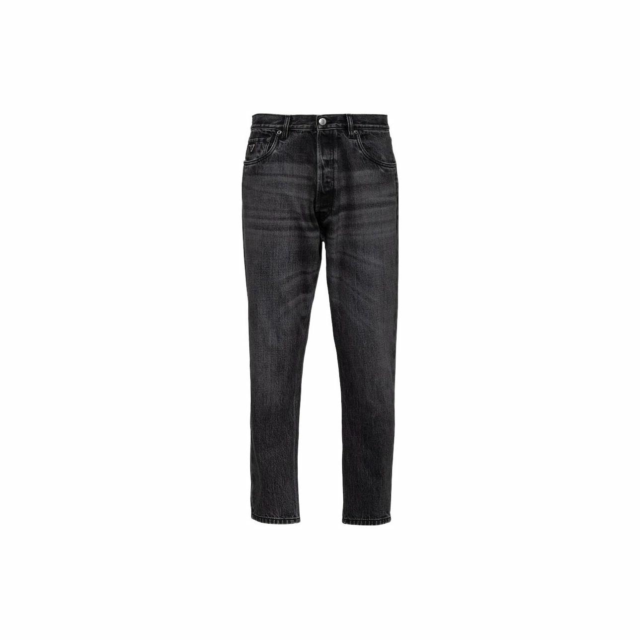 Мужские джинсы Prada Triangle Logo Denim (черные)