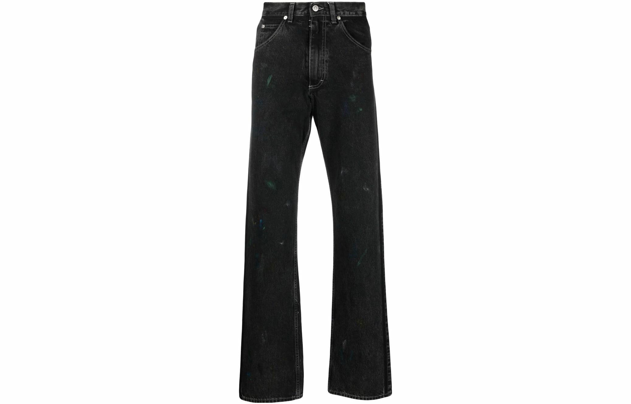 Мужские джинсы Maison Margiela с брызгами (черные)