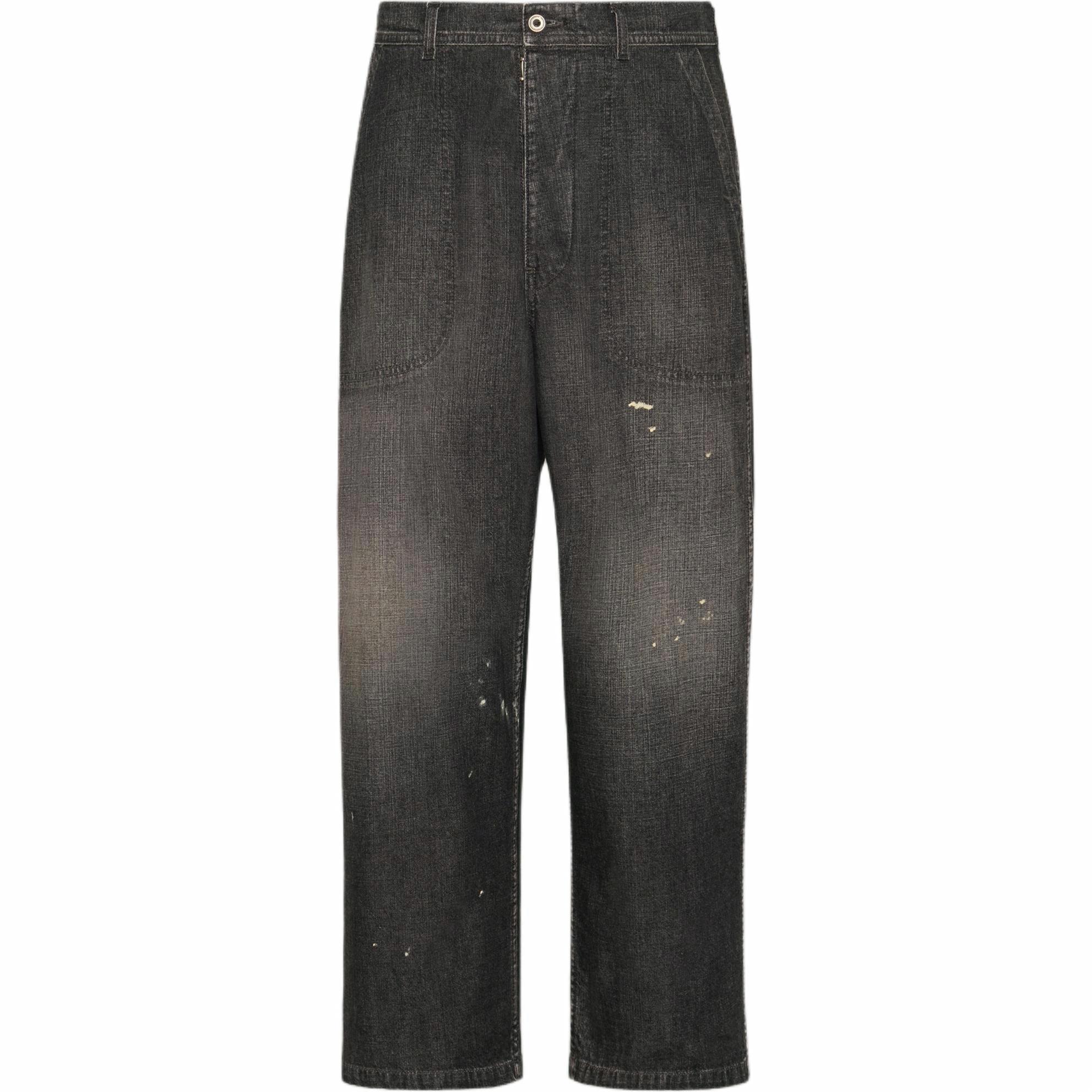 Мужские джинсы Maison Margiela с разрезами (черные)