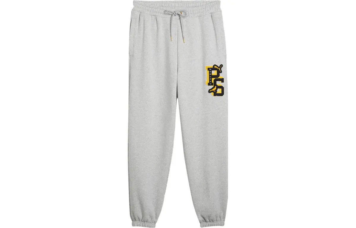 PUMA X STAPLE Knitted Sweatpants Men's Light Mixed Gray Moderate Cuffed Pants