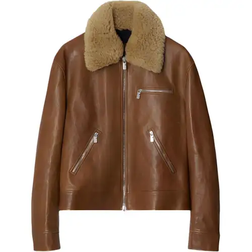 Burberry Shearling-collar Leather Jacket