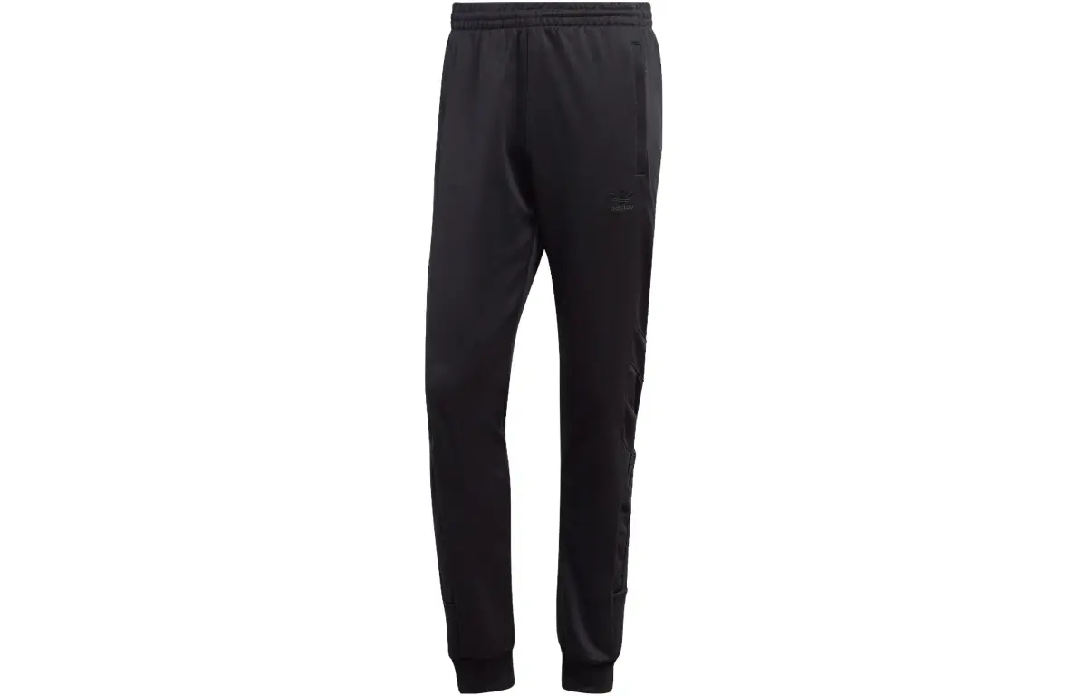 Adidas Knitted Sweatpants Men's Black Moderate Cuffed Pants