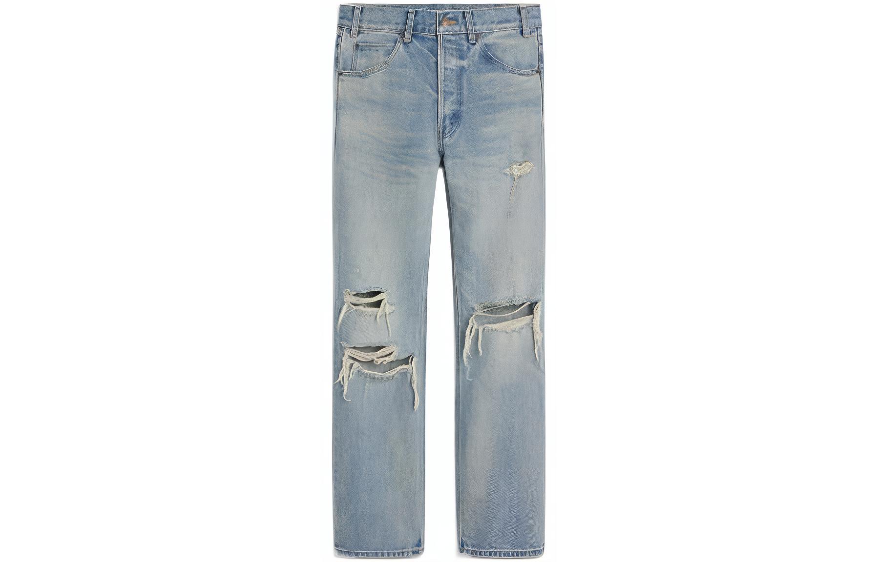 CELINE Celine SS23 loose ripped low-rise jeans for men blue