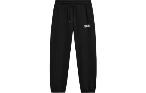 Li Ning Sports Life Collection Knitted Sweatpants Men's Black Thickened Cuffed Pants