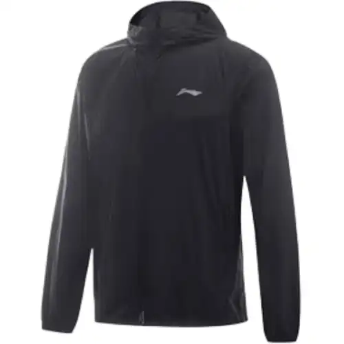 Li Ning Multicolor Zip Closure Hooded Comfortable Versatile Breathable Sports Trench Coat Men's Black