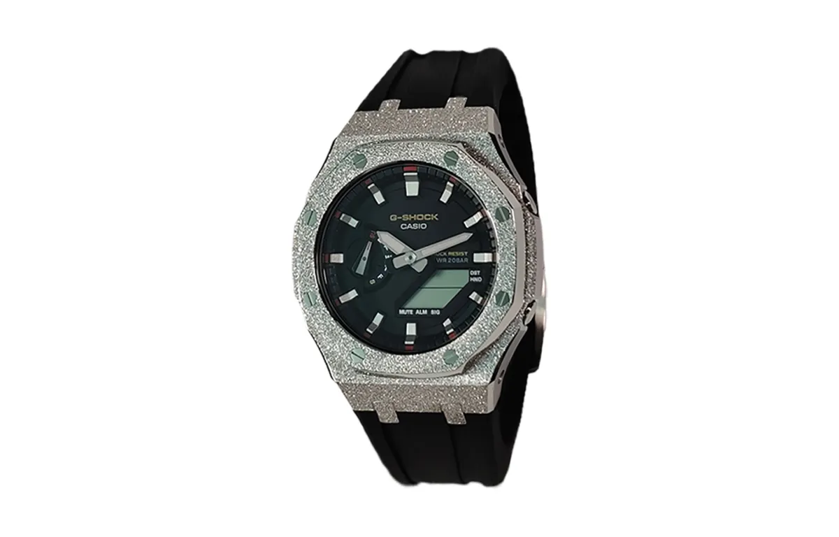 CASIO Custom Collection Electronic Movement Fluoroelastomer Strap Watch Men's Watches Black Dial