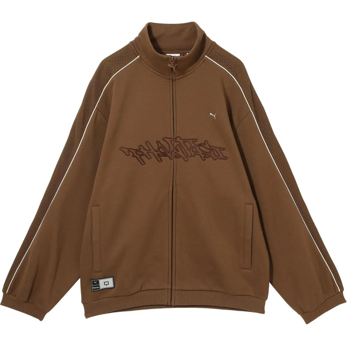 PUMA x PHANTACi T7Knit Loose Fit Fleece Lined Stand Collar Jackets & Coats Unisex Coffee