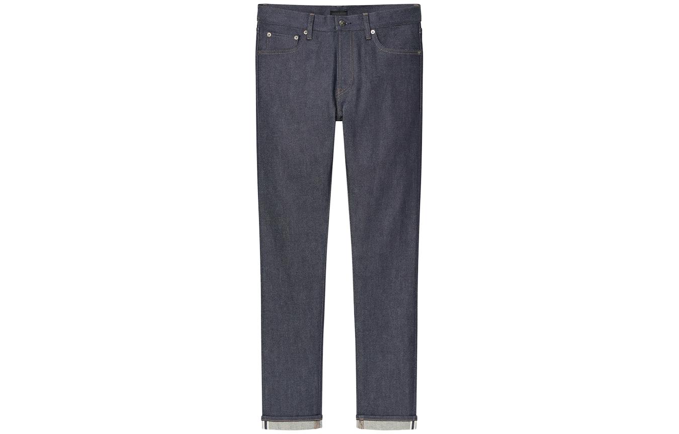 UNIQLO Uniqlo FW24 Denim Series Solid Color Straight Stretch Jeans Men's Navy Blue