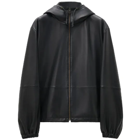 LOEWE Hooded Zipped Leather Jacket