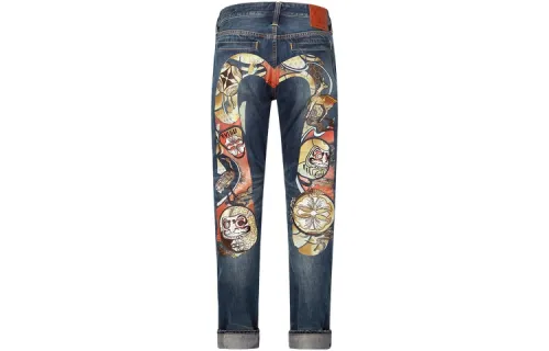 EVISU Jeans Men's Denim Blue Moderate Straight Fit Pants