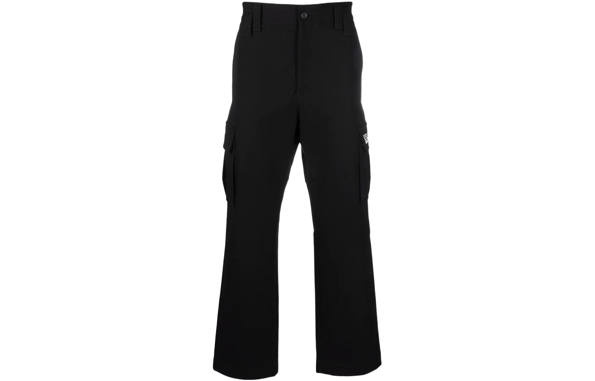 VERSACE Versace VERSACE SS22 Greek style applique button straight casual pants for men, black
