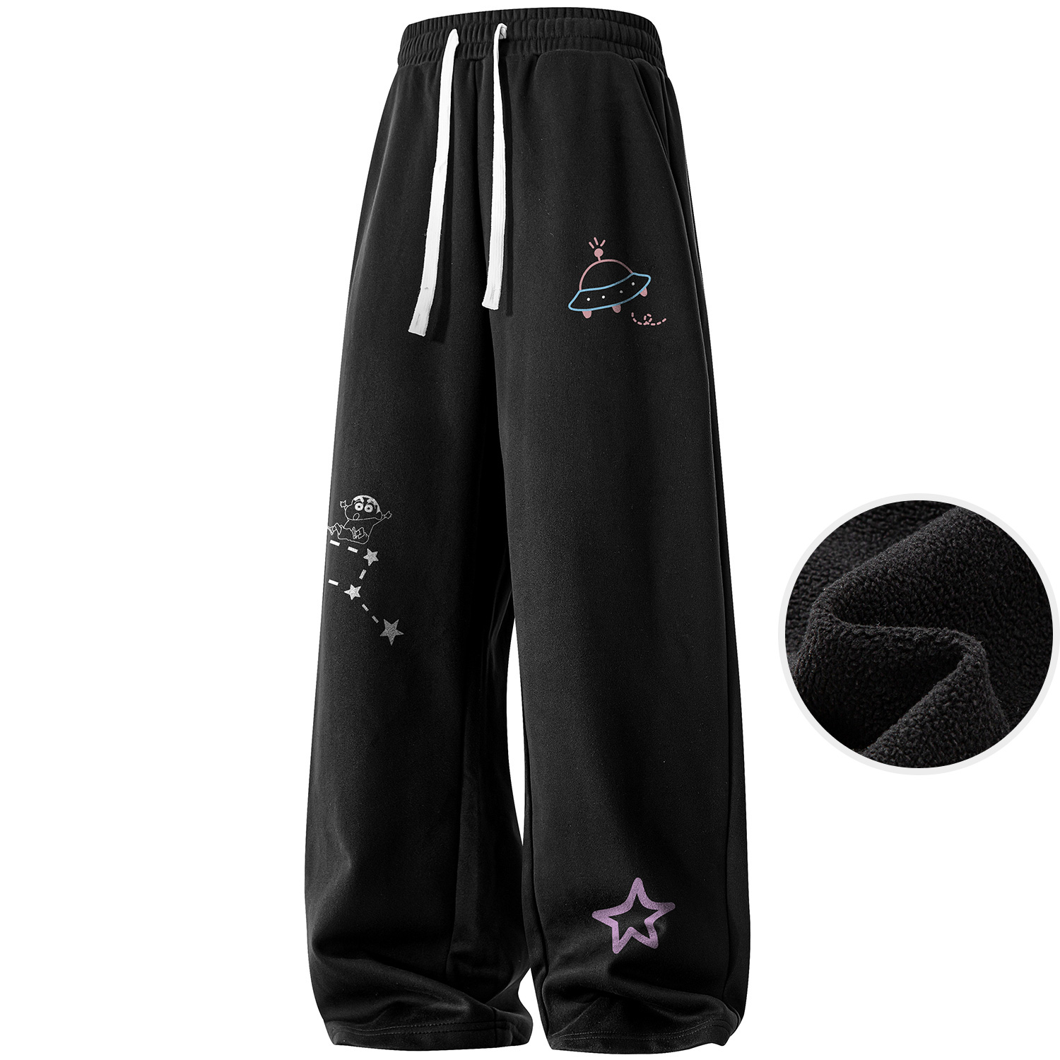 Cartoon crayons, knitted trousers for men and women, loose straight fit