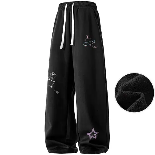 Cartoon crayons, knitted trousers for men and women, loose straight fit