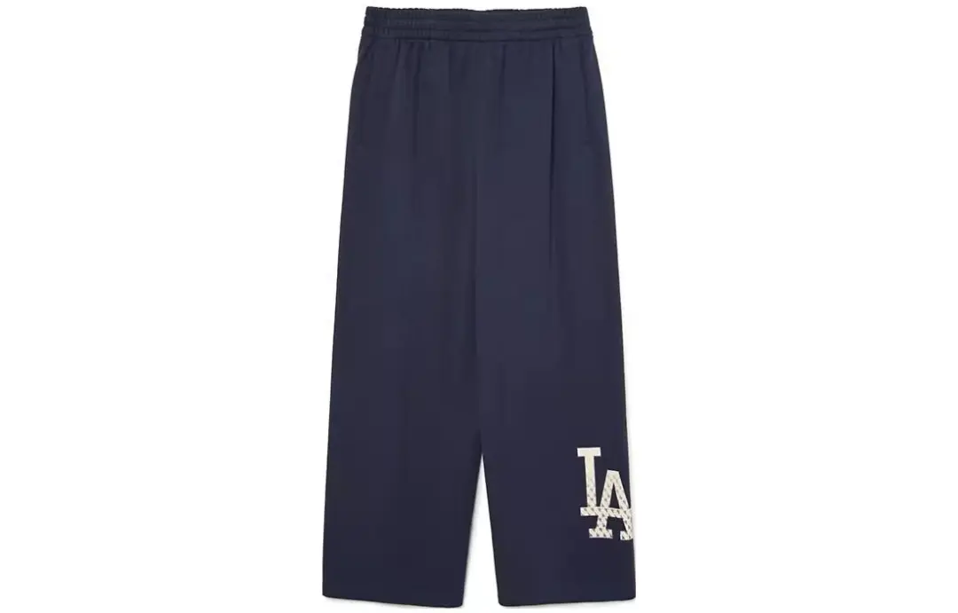 MLB Knitted Sweatpants Men's Dark Marine Blue Moderate Straight Fit Pants