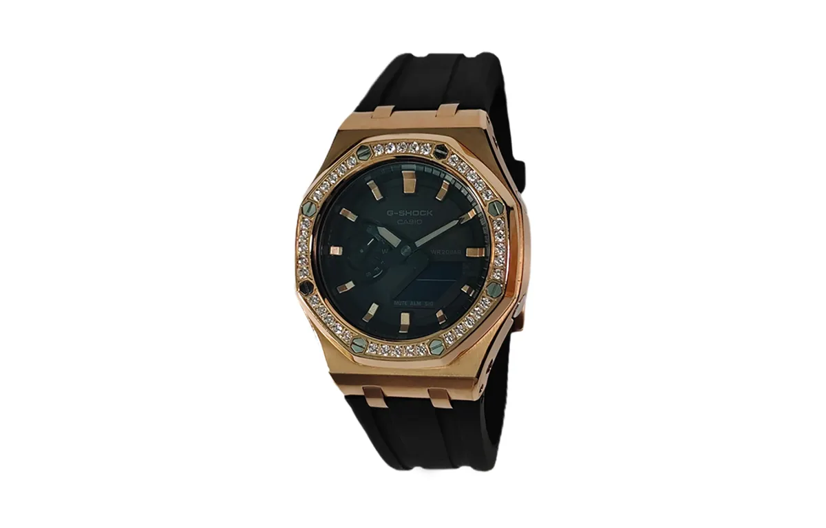 CASIO Custom Collection Electronic Movement Fluoroelastomer Strap Watch Men's Watches Black Dial
