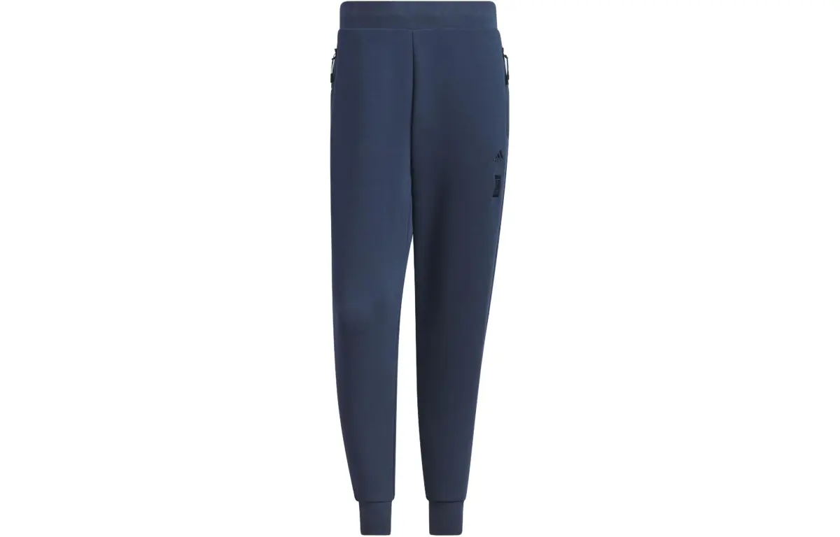Adidas Knitted Sweatpants Men's Navy Blue Moderate Cuffed Pants