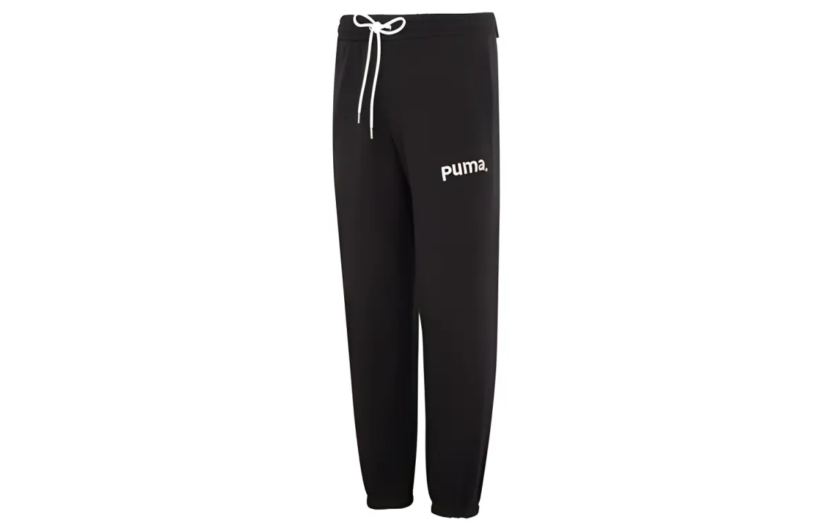 PUMA Knitted Sweatpants Men's Black Moderate Cuffed Pants