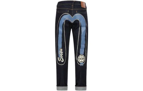 EVISU AW23 DOUBLE DAICOCK PRINT CARROT FIT SELVEDGE DENIM JEANS Denim Blue