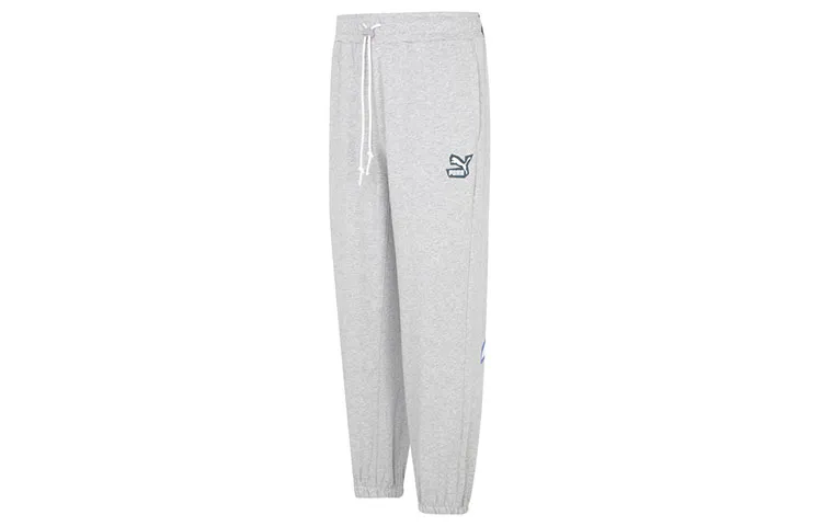 PUMA Knitted Sweatpants Men's Gray Moderate Cuffed Pants