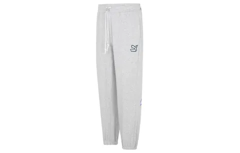 PUMA Knitted Sweatpants Men's Gray Moderate Cuffed Pants