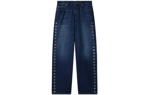 OFF-WHITE eyelet loose-fit jeans