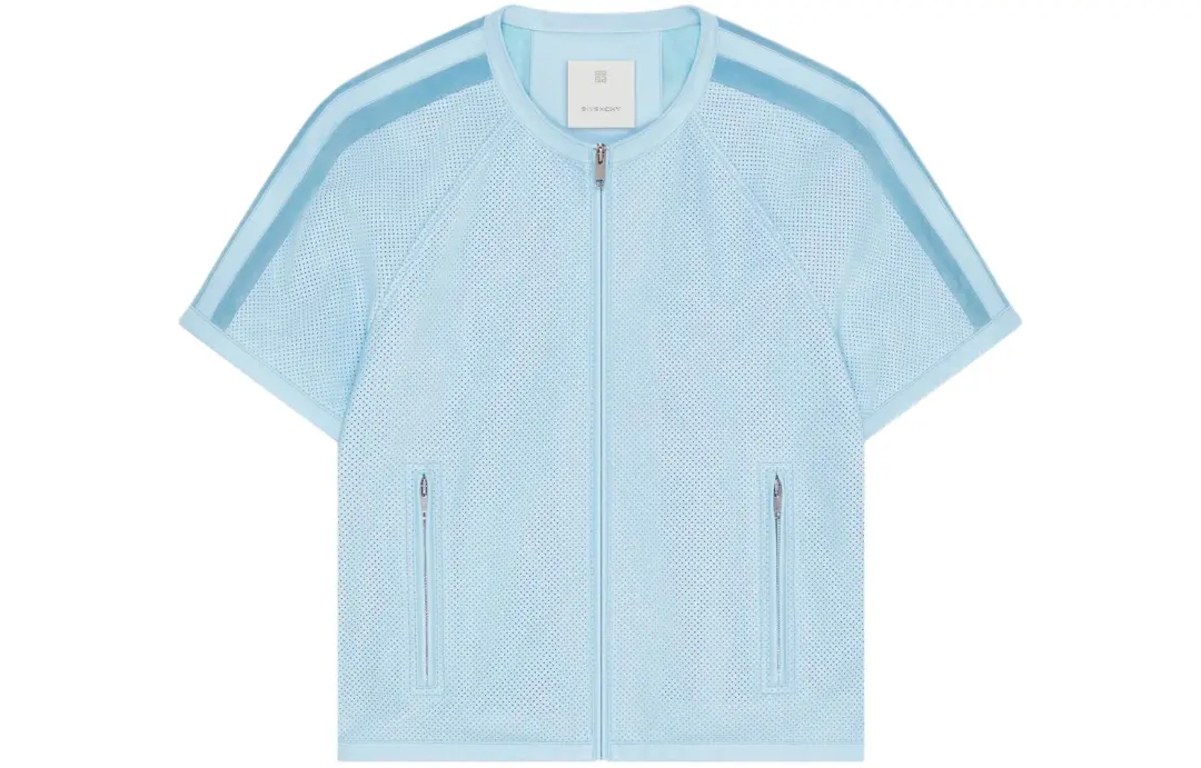 GIVENCHY SS24 Jacket In Perforated Leather Jackets & Coats Men's Blue