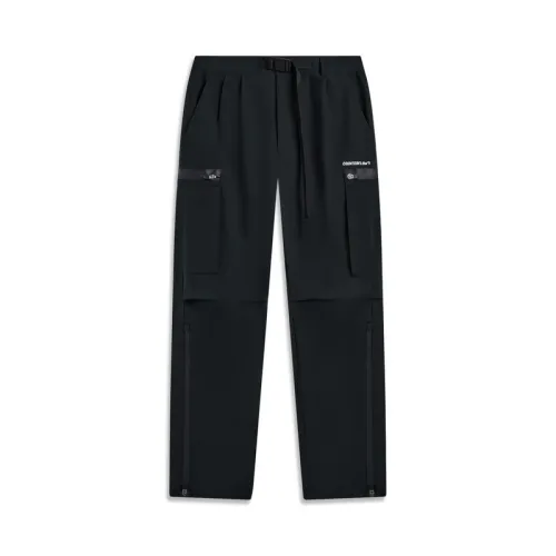 Li Ning Knitted Sweatpants Men's Black Moderate Straight Fit Pants