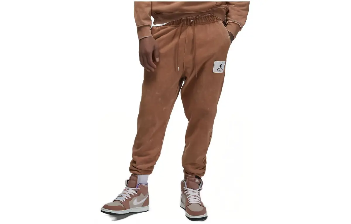 Nike Knitted Sweatpants Men's Brown Moderate Cuffed Pants