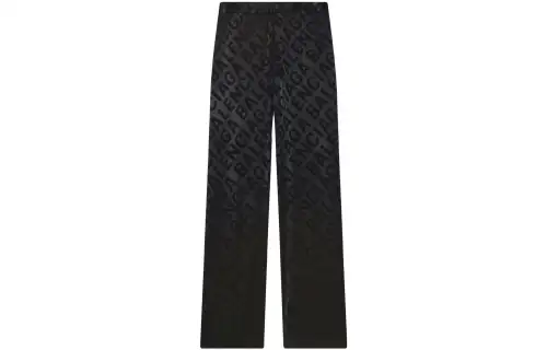 Balenciaga Casual Pants Men's Black Moderate Wide Leg Pants