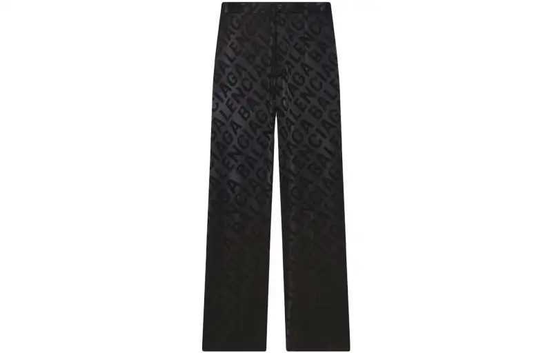 Balenciaga Casual Pants Men's Black Moderate Wide Leg Pants