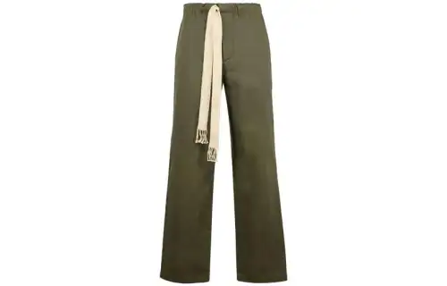LOEWE Casual Pants Men's Army Green Moderate Wide Leg Pants