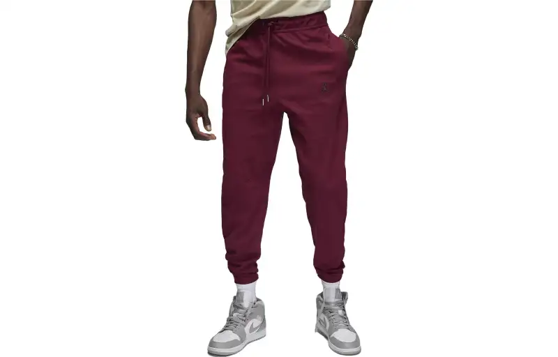 Jordan Knitted Sweatpants Men's Burgundy Moderate Cuffed Pants