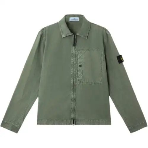 STONE ISLAND Compass Patch Zip Up Shirt Jacket
