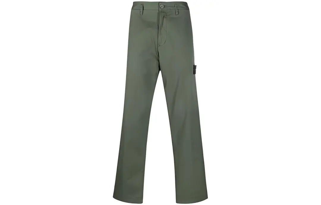 STONE ISLAND Casual Pants Men's Green Thickened Straight Fit Pants