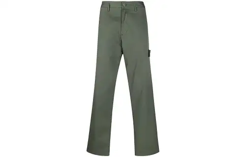 STONE ISLAND Casual Pants Men's Green Thickened Straight Fit Pants