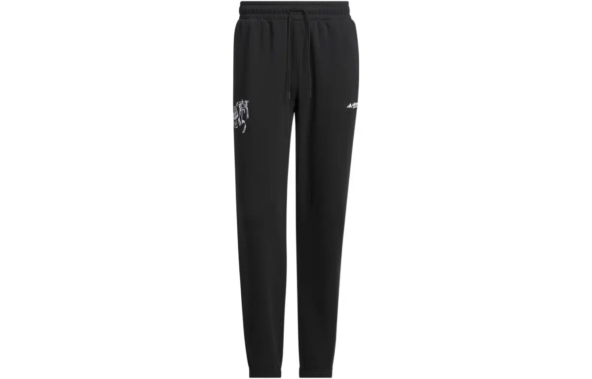 Adidas Knitted Sweatpants Men's Black Moderate Straight Fit Pants