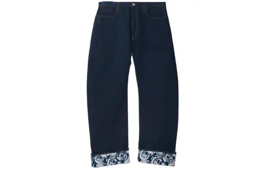 Burberry Rose Printed Turn-Up Brim Jeans