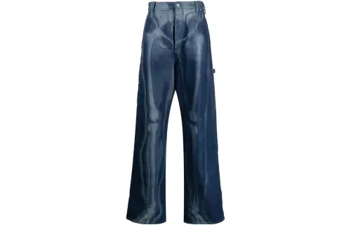 OFF WHITE Logo Patch Wide Leg Jeans