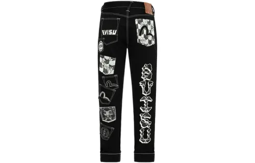 EVISU Jeans Men's Black Moderate Straight Fit Pants