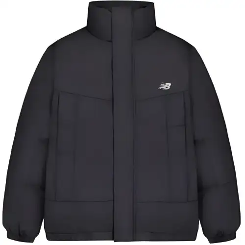 New Balance Solid Color Comfortable Loose Fit Stand Collar Fleece Lined Long Sleeved Down Jacket Unisex Black
