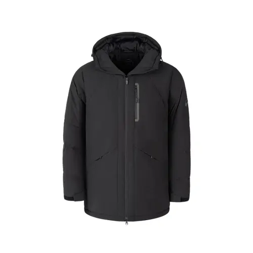 ASICS Down Jackets Men's Black Hooded Moderate