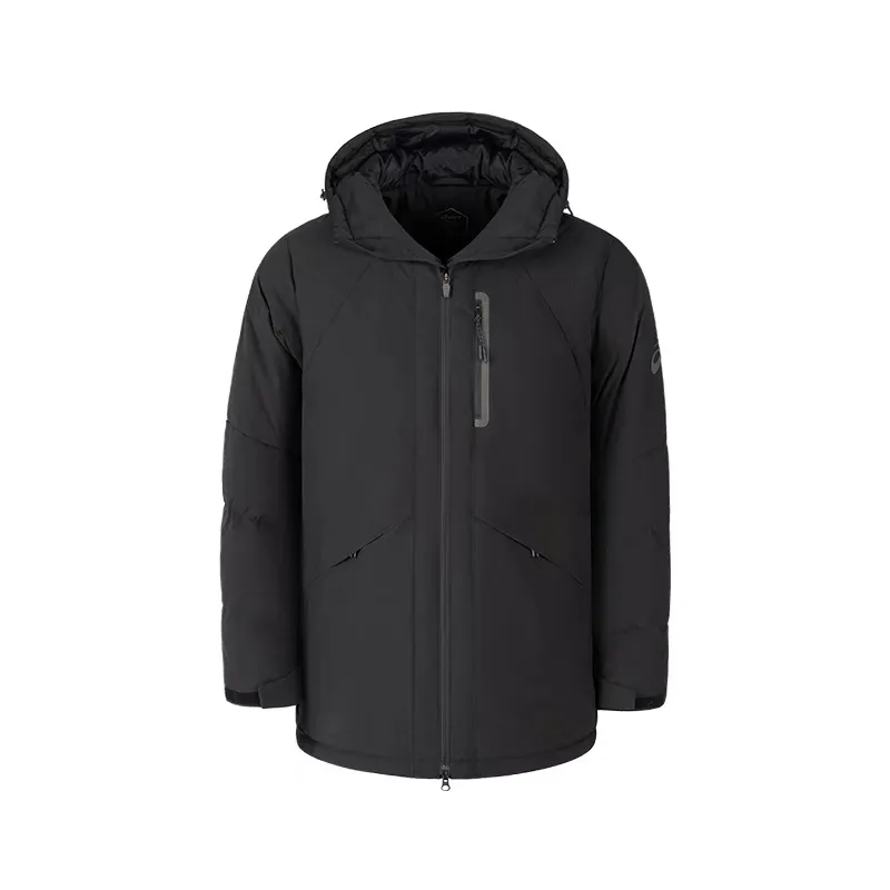 ASICS Down Jackets Men's Black Hooded Moderate