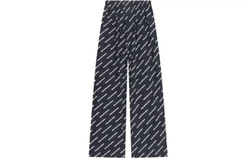 Balenciaga Casual Pants Men's Black Moderate Wide Leg Pants