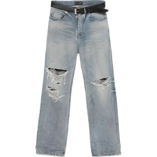 Balenciaga Integrated Belt Distressed Jeans