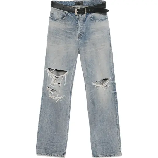 Balenciaga Integrated Belt Distressed Jeans