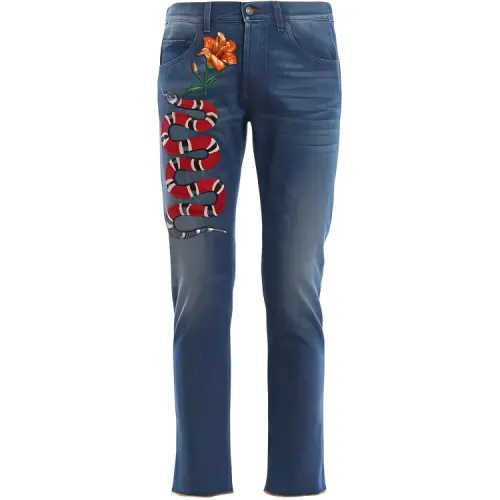GUCCI Jeans Men's Blue Moderate Straight Fit Pants