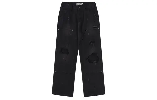HARSH AND CRUEL Jeans Unisex Washed Black Moderate Straight Fit Pants