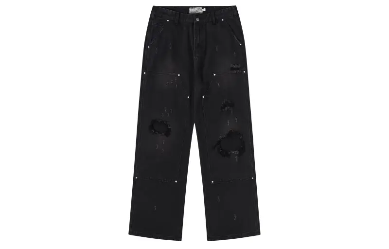 HARSH AND CRUEL Jeans Unisex Washed Black Moderate Straight Fit Pants